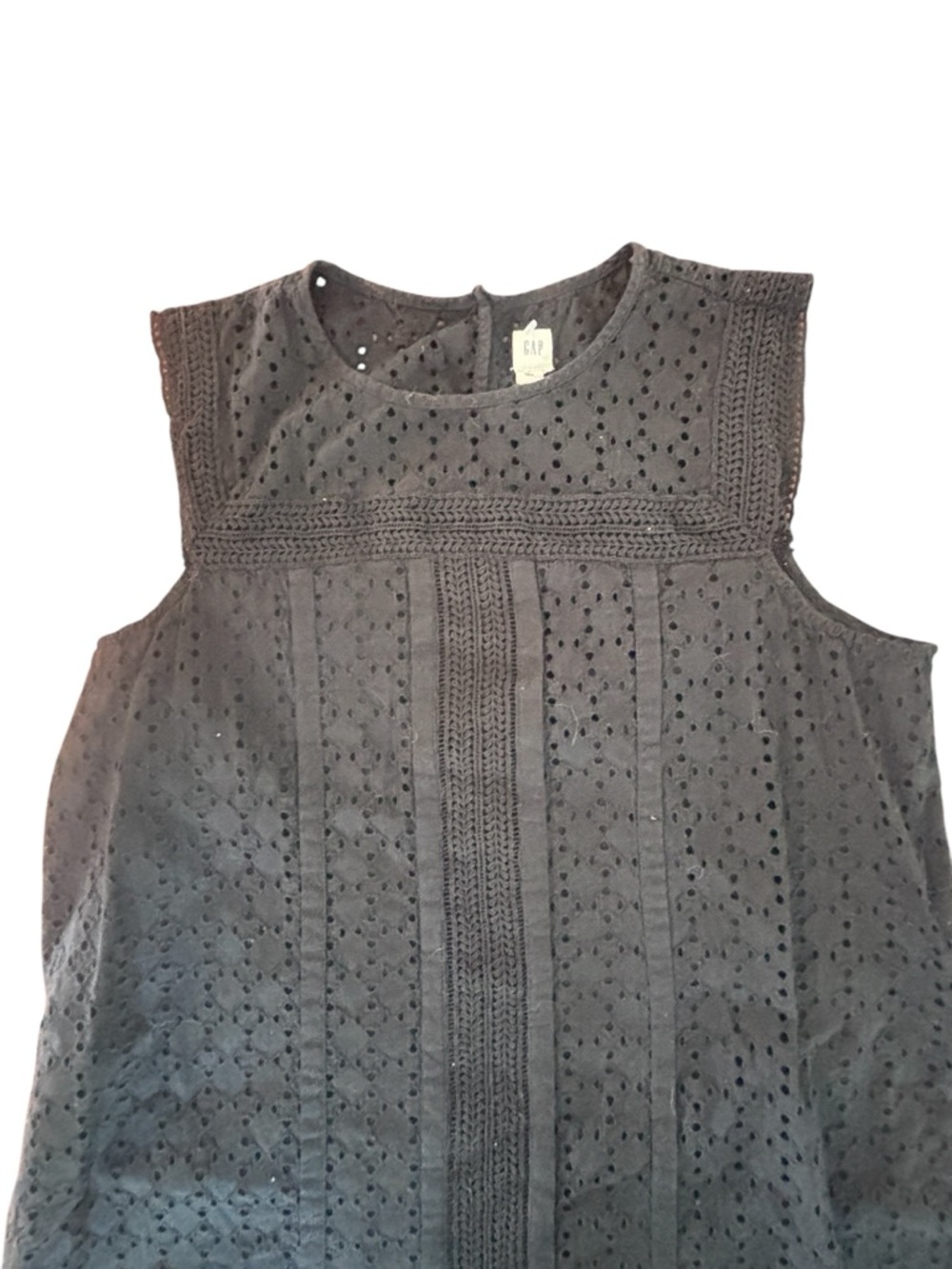 GAP Black Eyelet Lace Dress Tall Grande Sleeveless Boho Midi Dress